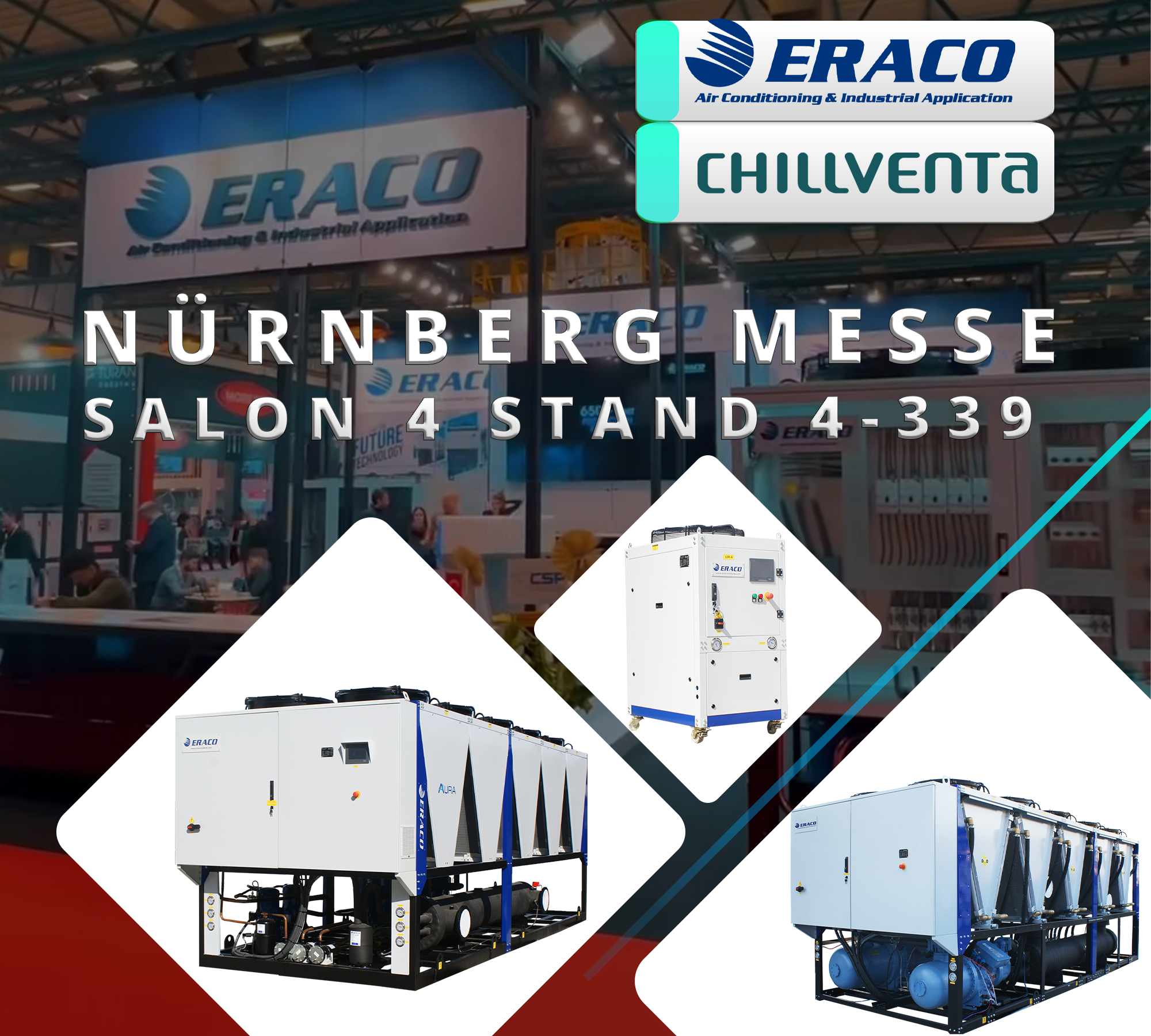 <p>As Eraco Cooling, we are excited to participate in the Chilventa Fair to be held in Nuremberg, Germany in October 2024. Chilventa, one of the most prestigious events of the heating and cooling industry, will host the leaders of the industry this year.
We will be delighted to introduce our state-of-the-art products and innovative solutions at the fair. As Eraco Chiller, we look forward to sharing our expertise in energy efficiency, environmentally friendly technologies and high performance cooling systems with our visitors.
At our booth, you will have the opportunity to discover the latest trends and developments in the industry. You will also have the chance to meet one-on-one with our expert team and get information about customized solutions.
Chilventa Exhibition offers the perfect platform to connect with professionals in the industry and see innovations first-hand. We look forward to taking part in this important event and meeting with our valued business partners and industry stakeholders.
We welcome you to visit our booth 4 - 339 to visit our booth and get more information. We will be happy to see you at the fair.
Don't forget to visit our social media accounts and website to follow Eraco Chiller's place at the 2024 Chilventa Fair and the innovations it will present.</p>